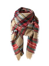 Plaid Blanket Scarf Trendy Tartan Scarves Oversized Wrap Shawl for Women