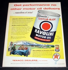 1955 OLD MAGAZINE PRINT AD, TEXACO, NEW ADVANCED CUSTOM-MADE HAVOLINE MOTOR OIL!