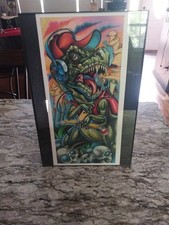 Vintage 2000s Tattoo Flash Artwork Framed 11" 16"