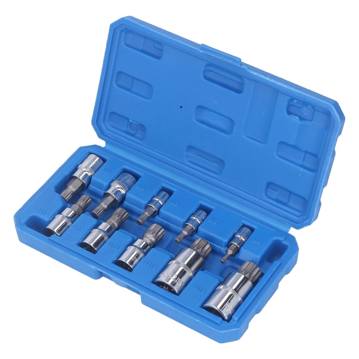 Puntas Bristol 10 Pc Triple Square Spline bit Socket Set, with CR