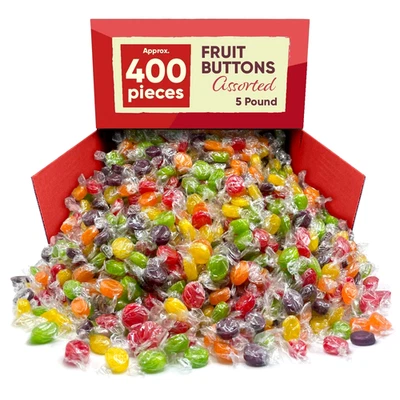 COLOMBINA Assorted Fruit Flavored Buttons Discs, Bulk Nostalgia Hard Candy (5 Pounds) Sale