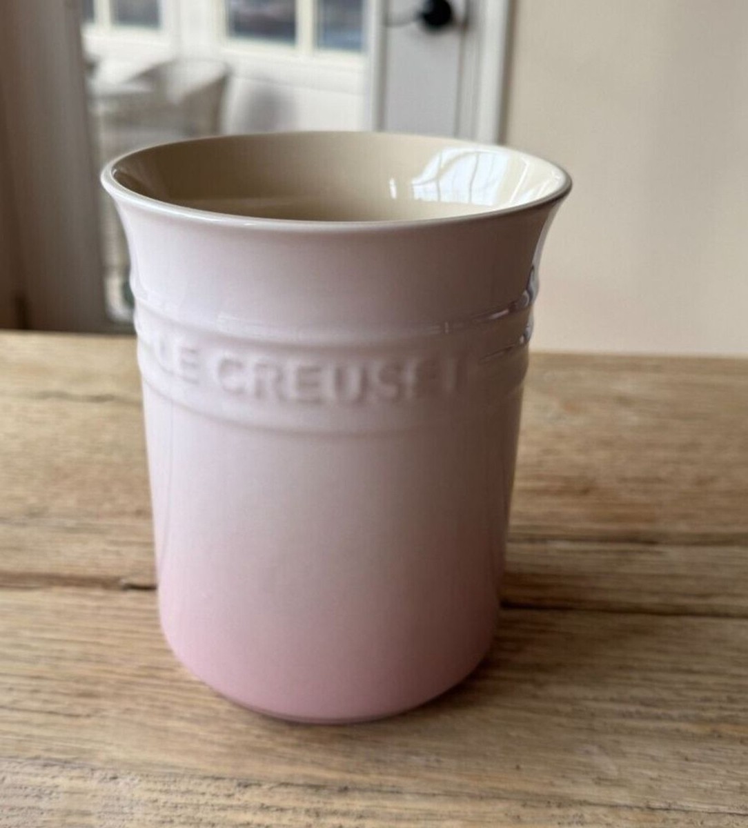 Le Creuset Stoneware 1 Liter Utensil Crock Holder Shell Pink NEW
