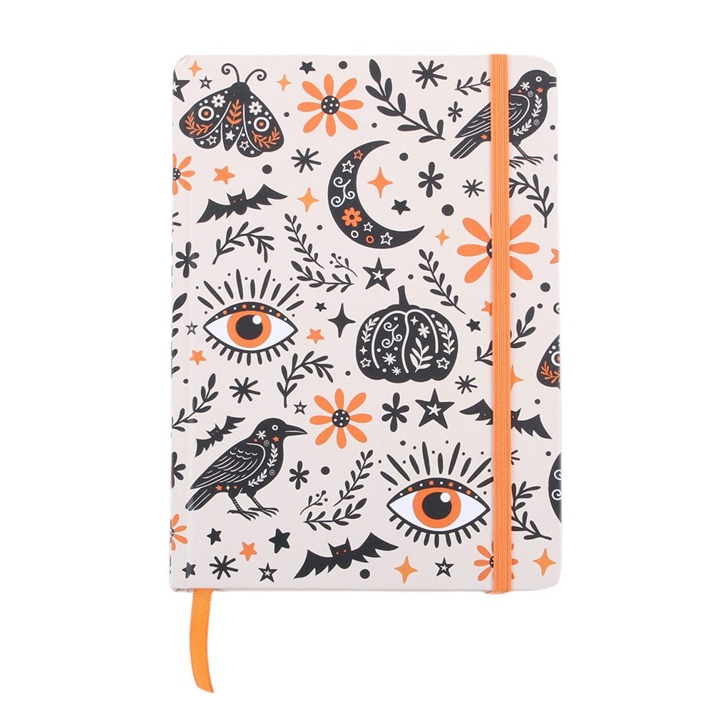 Frightful Folk Ravens Moths Pumpkins Spooky Witchy A5 Lined Hardback Notebook