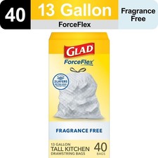 13 Gallon Tall Kitchen Drawstring Trash Bags, Fragrance Free, 40 Count,
