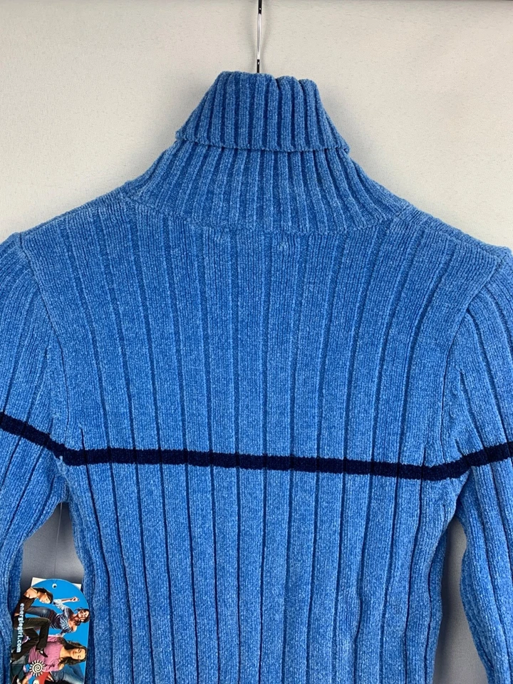 Suéter de cuello alto acanalado Energie para mujer mediano acrílico rayón spandex azul luna Foto 2 de 4