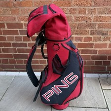 Ping Canvas Golf Cart Bag 6-Way Red Black With Carry Strap & Rain Hood