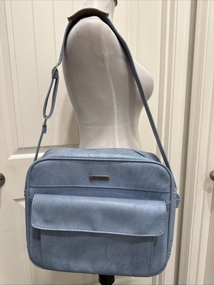Vintage Samsonite 70s BLUE Travel Shoulder Bag Carry On Luggage Cordoba Pockets