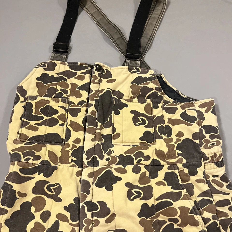Vintage Walls Blizzard Bruges Camo Overalls Size L Hunting Outdoors Distressed - Image 2 of 4
