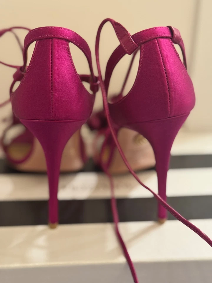 Sandalia Aquazzura Tacones 37 Flor Salvaje Talla 37 Rosa Exótico  Foto 3 de 4