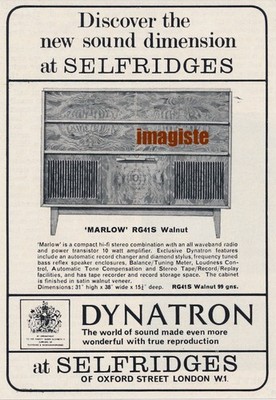 Vintage British Ad (1965) (small): Dynatron Hi-Fi /Radio. Selfridges.