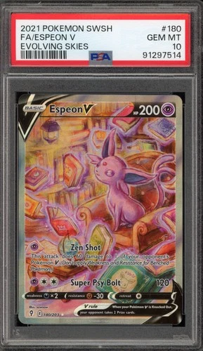 Pokemon Espeon V Evolving Skies Full Alt Art #180 PSA 10 Gem Mint