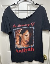 Vintage 2001 Try Again Aaliyah Memorial Rap T-Shirt VTG Tee Y2K Size Medium