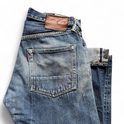 Vintage Evisu Faded Raw Denim Selvedge Red Line Indigo Jeans Straight Size 30