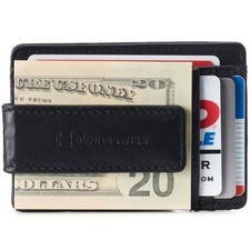 Alpine Swiss Mens RFID Safe Magnetic Money Clip Wallet Slim Front Pocket Wallet