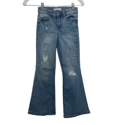 Celebrity Pink Kids Distressed Flare Jeans Girls Size 8 Blue Denim