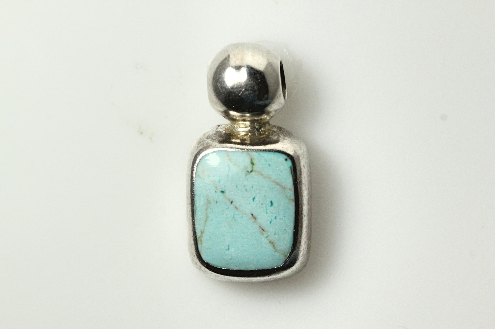 925 Sterling Silver Rectangular Shaped Turquoise … - image 1