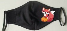 Fall Pumpkin Fox Embroidered Face Mask with or without Rhinstones