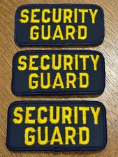 Lot of 3 SECURITY GUARD Gold/Black Uniform Patches