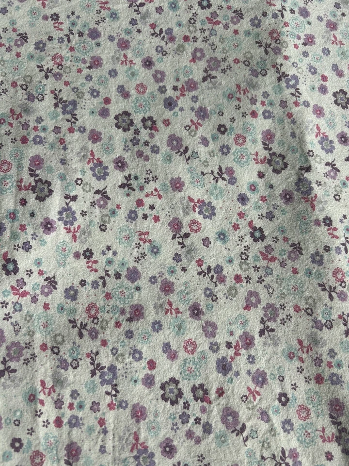 Pottery Barn Kids Floral Flat Sheet Purple Aqua Cotton Full Size Bed - Image 3 of 4
