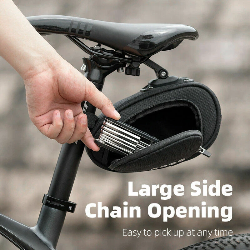 ROCKBROS Bicycle Saddle Bag Seat Bag Under Seat Bike Tail Storage Side Opening - Image 2 of 4