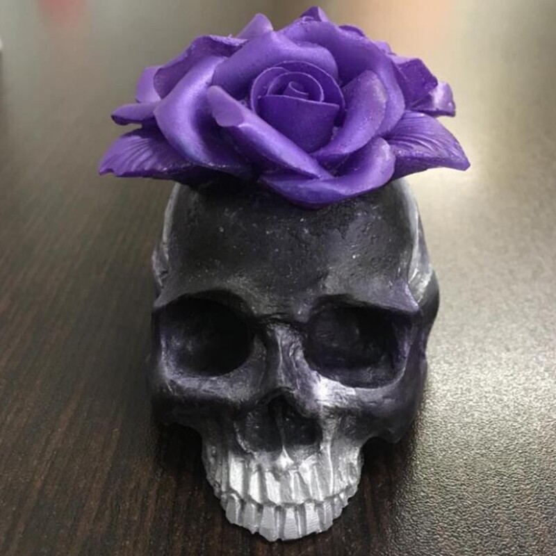 3D Rose Skull UV Crystal Epoxy Silicone Resin Mold for DIY Casting