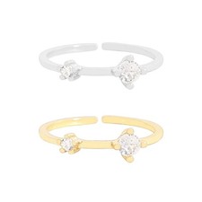 Dainty Mother Child Double Round CZ S925 Sterling Silver Adjustable Open Ring