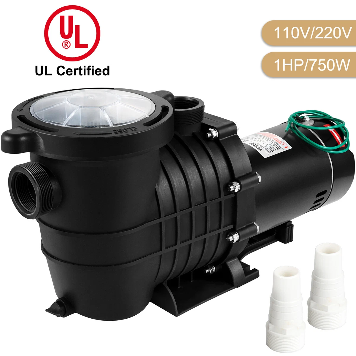 VEVOR Swimming Pool Pump 1HP Pool Pump 110 220V In Above Ground
