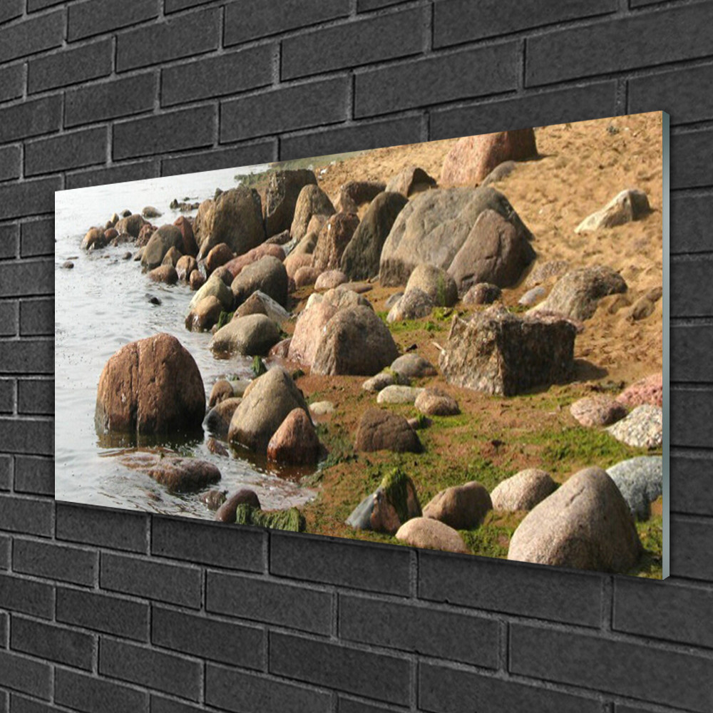 Tableau sur verre Tulup 100x50 cm impression galets de mer pour decoration murale