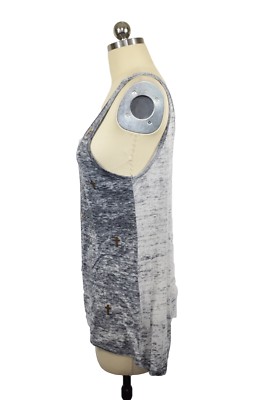 Moa Moa Top Small Gray Heathered Gold Cross Hardware Sleeveless