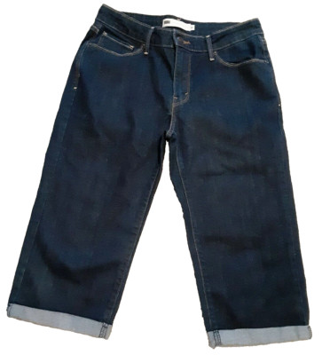 LEVI'S Capri Jeans Womans Size 10 Blue Dark Rinse Denim Classic with Cuffs