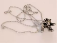 Brown County Silver Teddy Bear Charm Pendant Cute Details Necklace 18" Chain 925