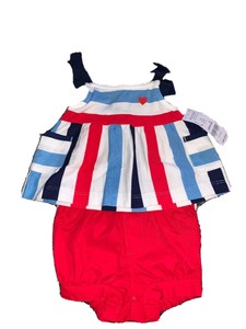Nuevo Con Etiqueta Carters Bebe Nina Talla Recien Nacido Patriotico Sin Mangas Camisa Y Pantalones Cortos Set Ebay