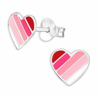 Pinke Herz Ohrringe Ohrstecker 925 Silber - Kinder Damen MäDchen Schmuck