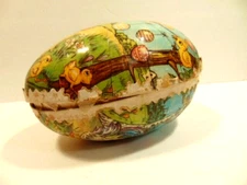 old large paper mâché Easter egg candy holder (empty); made in Germany