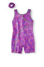 Danskin Now Dance Leotard Biketard Rainbow Foil Gymnastics Purple/Silver