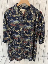 VTG Natural Issue Hawaiian Aloha Pineapple Short Sleeve Shirt Men's Large Blue