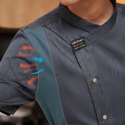 Unisex Chef Jacket Coat Uniform Kitchen Short Sleeve Cooking Restaurant Top - Picture 24 of 34