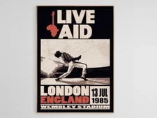 Freddie Mercury Print Live Aid 1985 at London's Wembley Stadium Vintage Poster