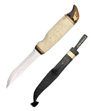 Marttiini Wood Grouse Fixed Knife 4.37" Stainless Steel Blade Curly Birch/Bronze
