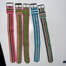 Vintage NOS Watch Band Nylon w Silver Tone Buckle 18mm One-Piece Strap Unused