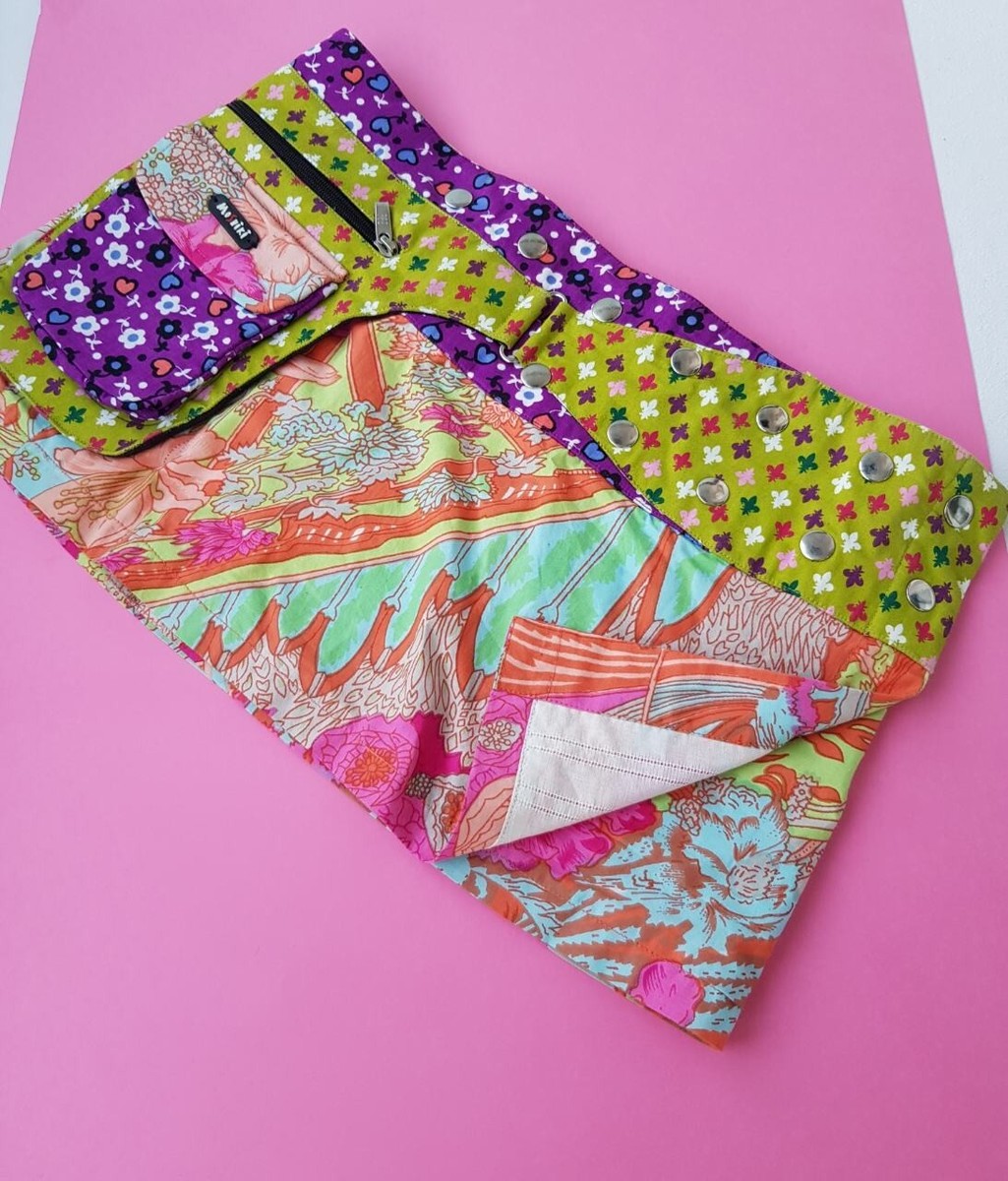MOSHIKI wrap skirt 100% cotton One Size art printed pockets India