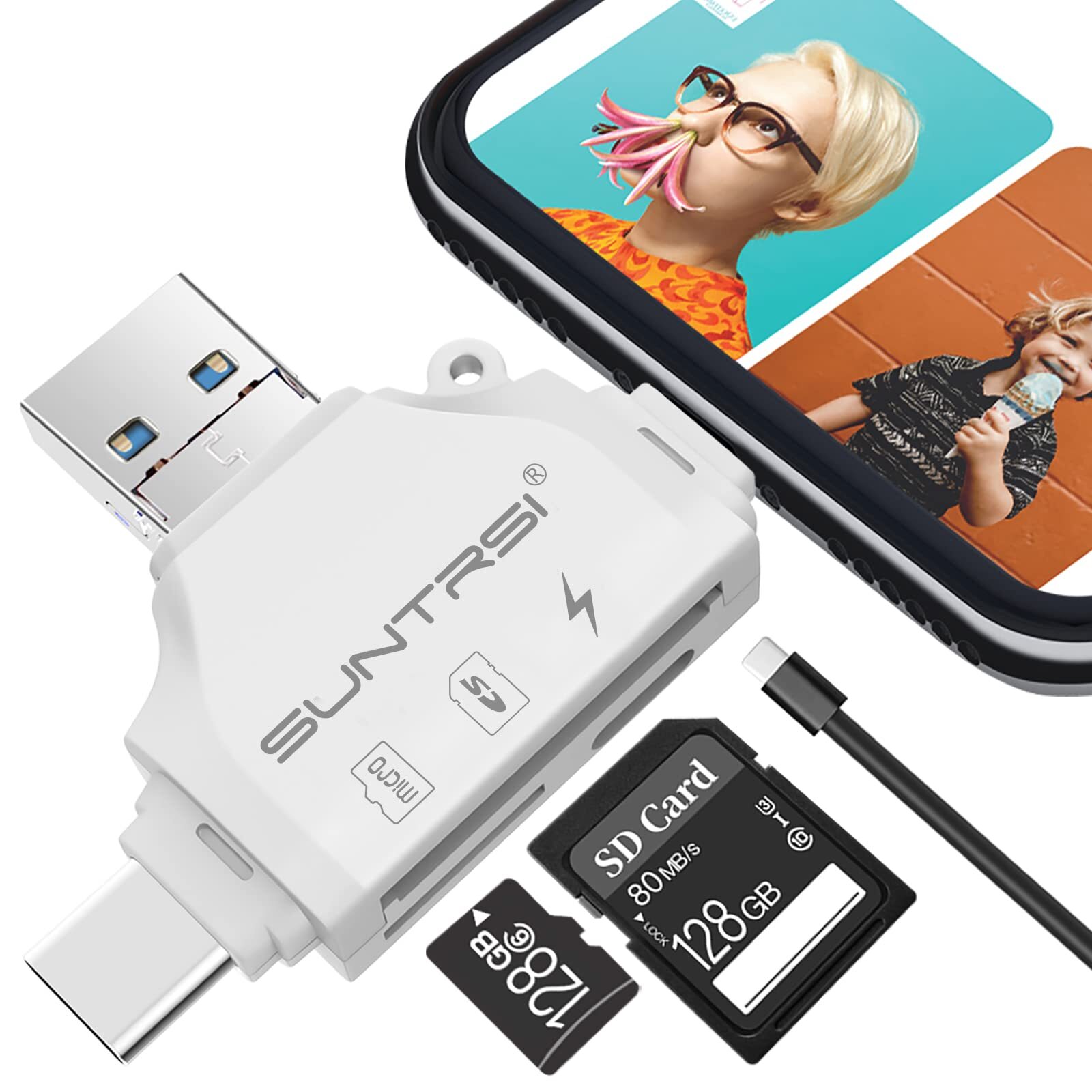 SD/Micro SD Card Reader for iPhone/ipad/Android/Mac/Computer/CameraPortable M...