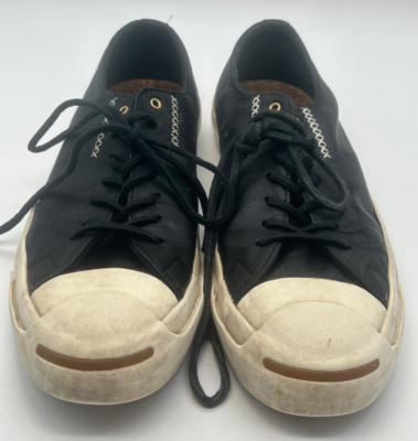 Converse Jack Purcell Brown Leather Cross Stitch Sneakers M8  W9.5 Needs Cleaned