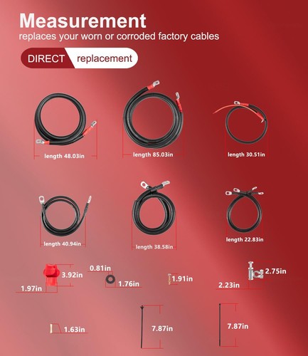 Battery Cables Kit for Dodge RAM Truck Gen 3 2003-2007 24 Valve Cummins 5.9L - Picture 9 of 13