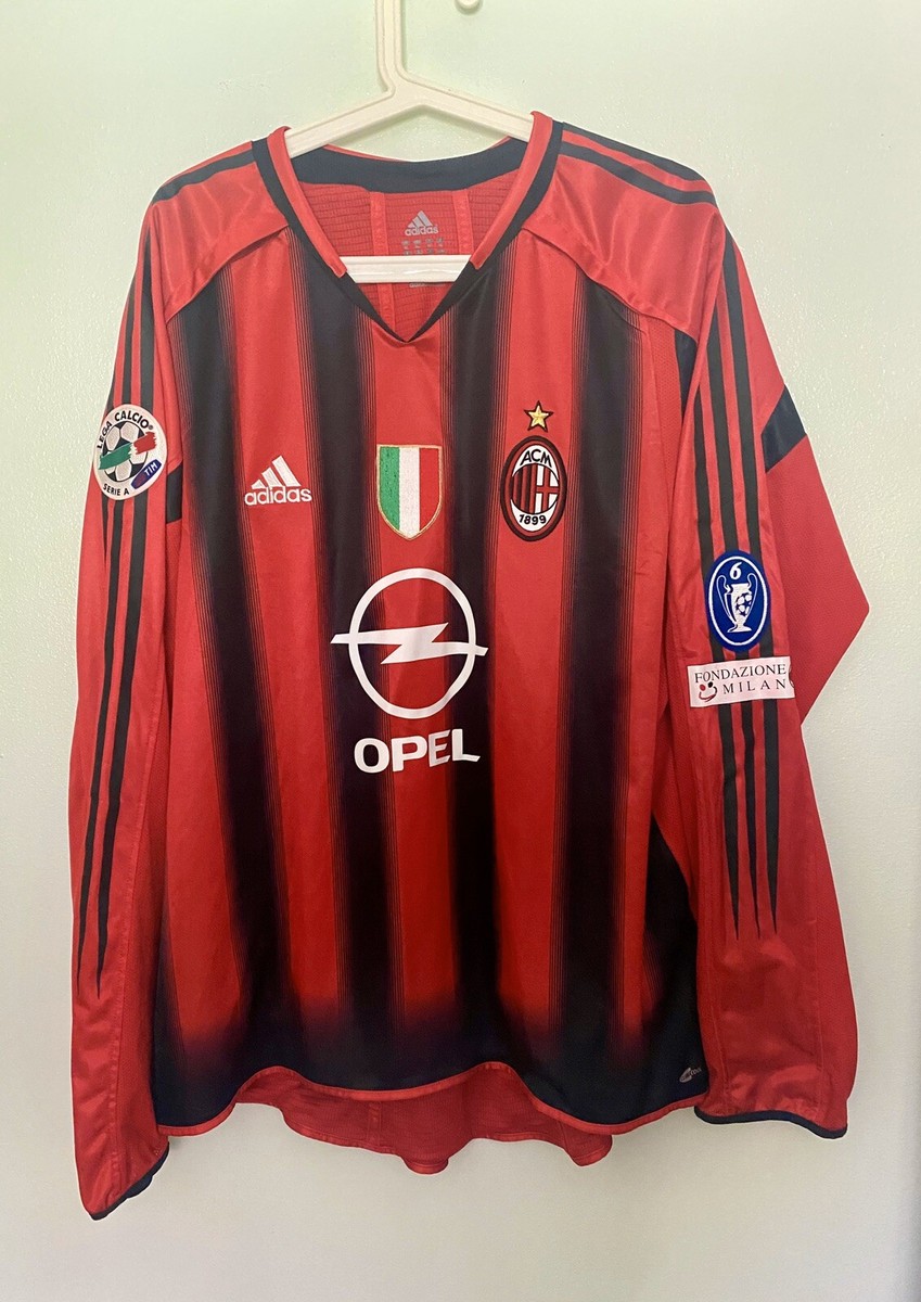 SHEVCHENKO，2004-05 AC MILAN HOME SERIE A LS MATCH UN WORN SHIRT