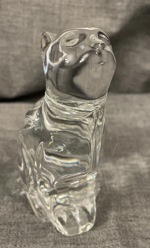 Waterford Crystal Cat Looking Up Figurine Paperweight  Vintage 5 1/8”