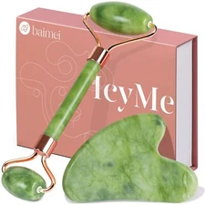 BAIMEI IcyMe Gua Sha & Jade Roller Facial Tools Face Roller and Gua Sha Set f...