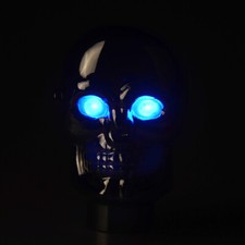 Perilla de palanca de cambios de palanca de cambios de coche con forma de calavera azul luz LED aluminio azul