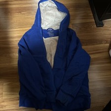 Sweatshirt L 14-16 Boys Size Insulated Hooded And Zipper Blue