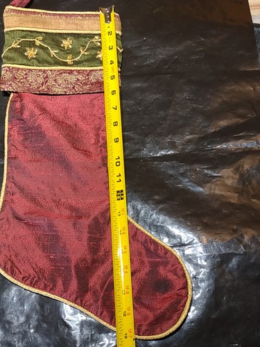 Christmas Stocking: World Market; Beaded Lined Elegant Luxury Velvet Wool Cuff - Picture 4 of 6